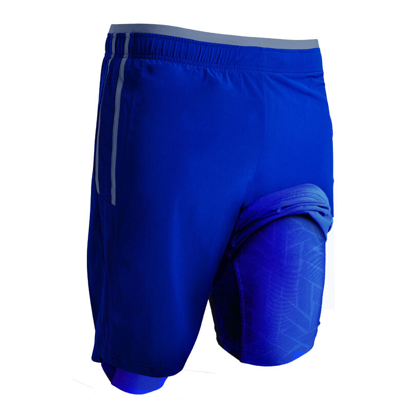 Short de football adulte 3 en 1 TRAXIUM bleu