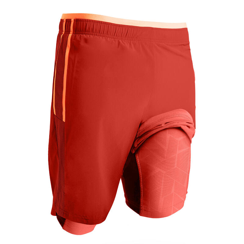 Calções de futebol 3 em 1 Adulto Vermelho