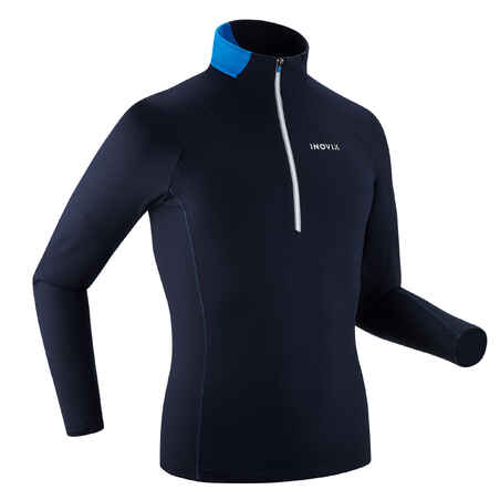 Majica dugih rukava za skijaško trčanje XC S 100 topla muška plavo-crna