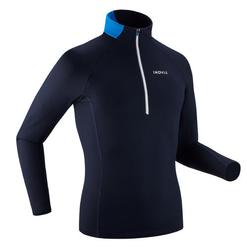 T-shirt ski de fond manches longues chaud 1/2 zip Homme XC S 100 - Bleu