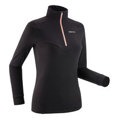 Licht langlaufshirt voor dames XS S 500 lange mouwen zwart