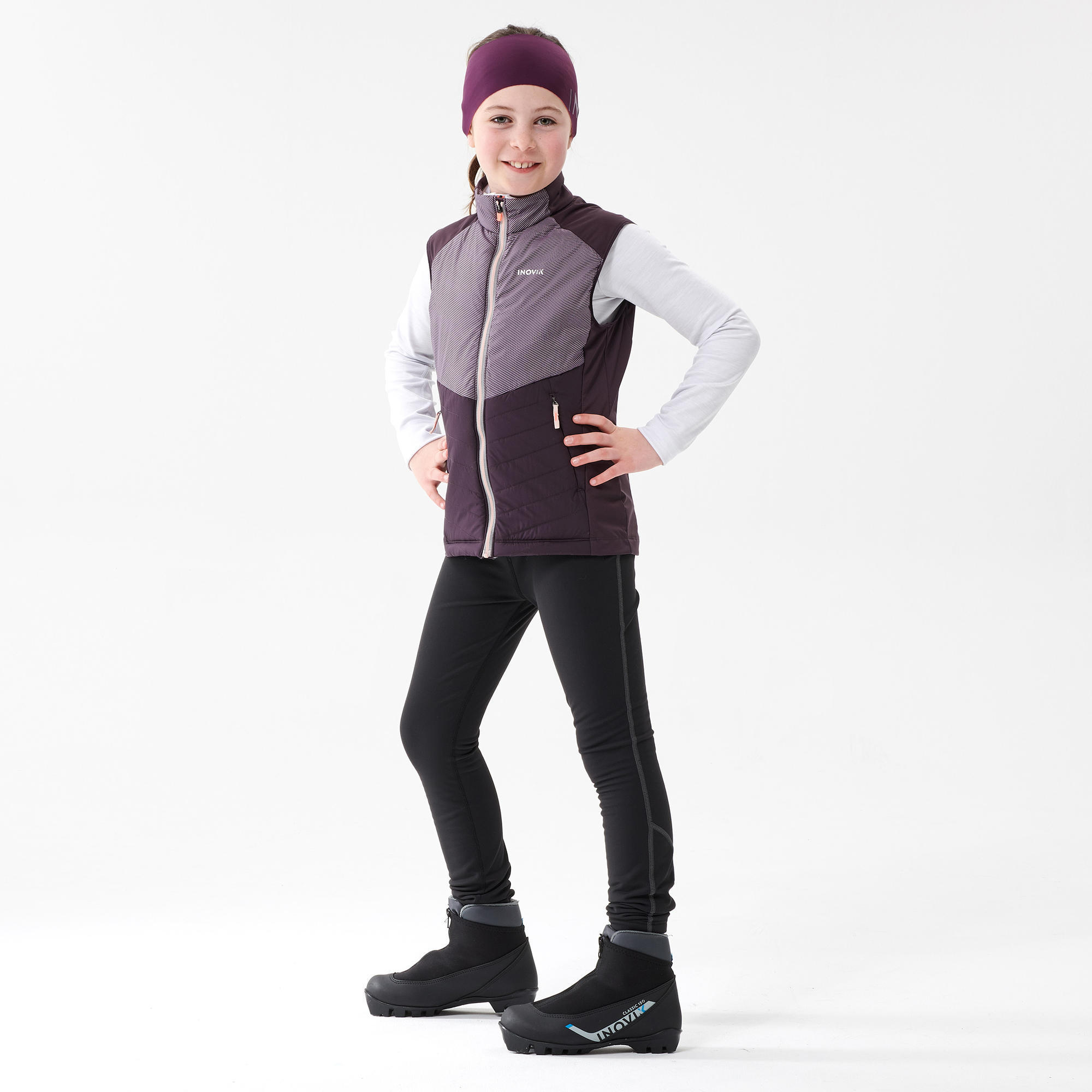 Gilet da sci di fondo viola - XC S GILET 500 - bambino