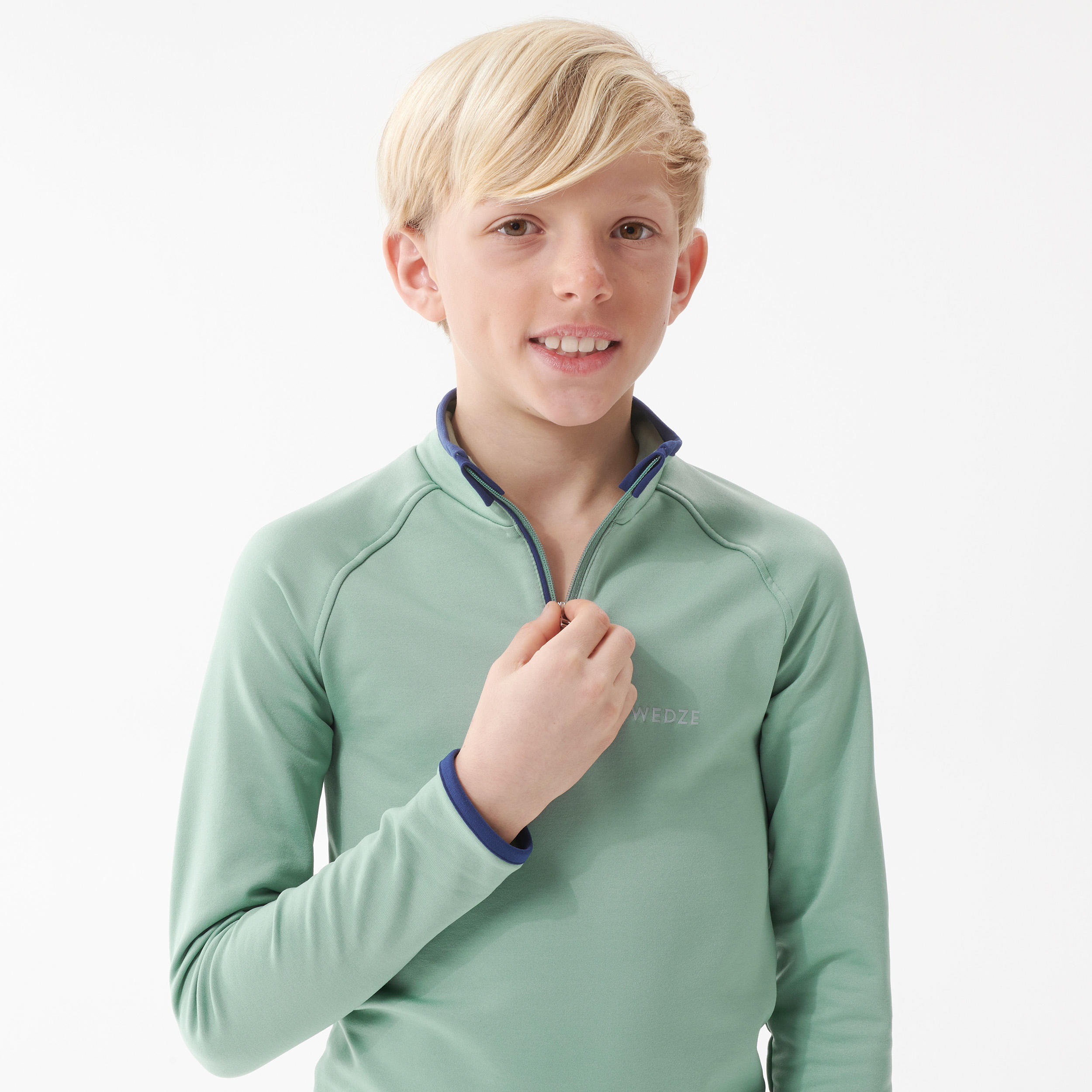 Kids’ Ski Base Layer Top FRESHWARM 1/2 Zip - Sea Green 6/6