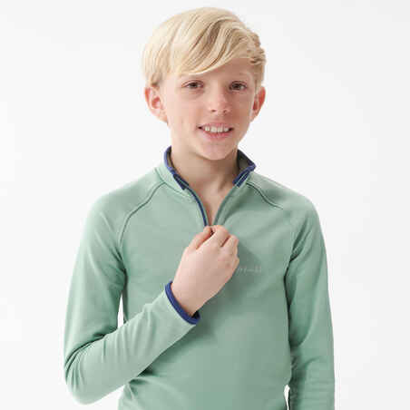 Kids’ Ski Base Layer Top FRESHWARM 1/2 Zip - Sea Green