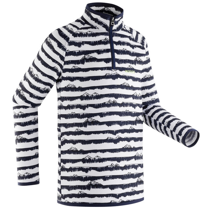 Sous-vêtement de ski enfant FRESHWARM 1/2 zip haut rayé bleu