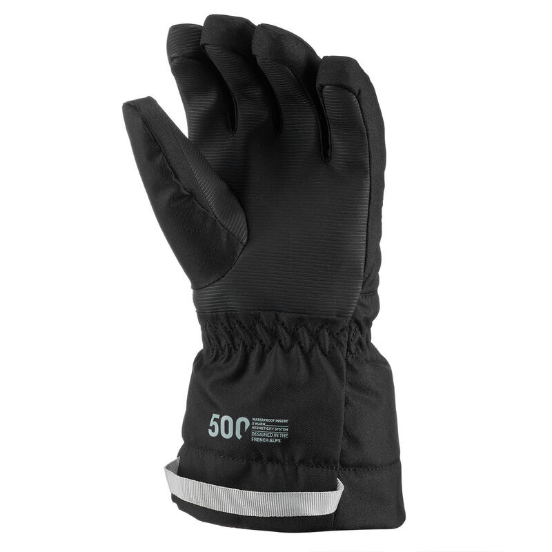 GANTS DE SKI ENFANT CHAUDS ET IMPERMEABLES 500 NOIR