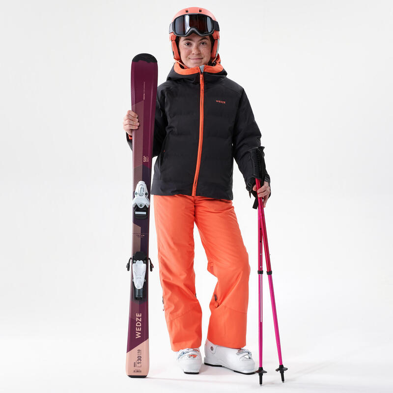 Warme en waterdichte ski-jas voor kinderen 580 WARM grijs/koraal