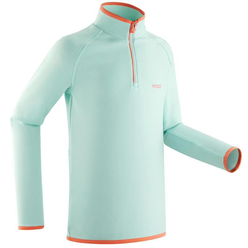 Sous-vêtement de ski enfant FRESHWARM 1/2 zip haut vert menthe