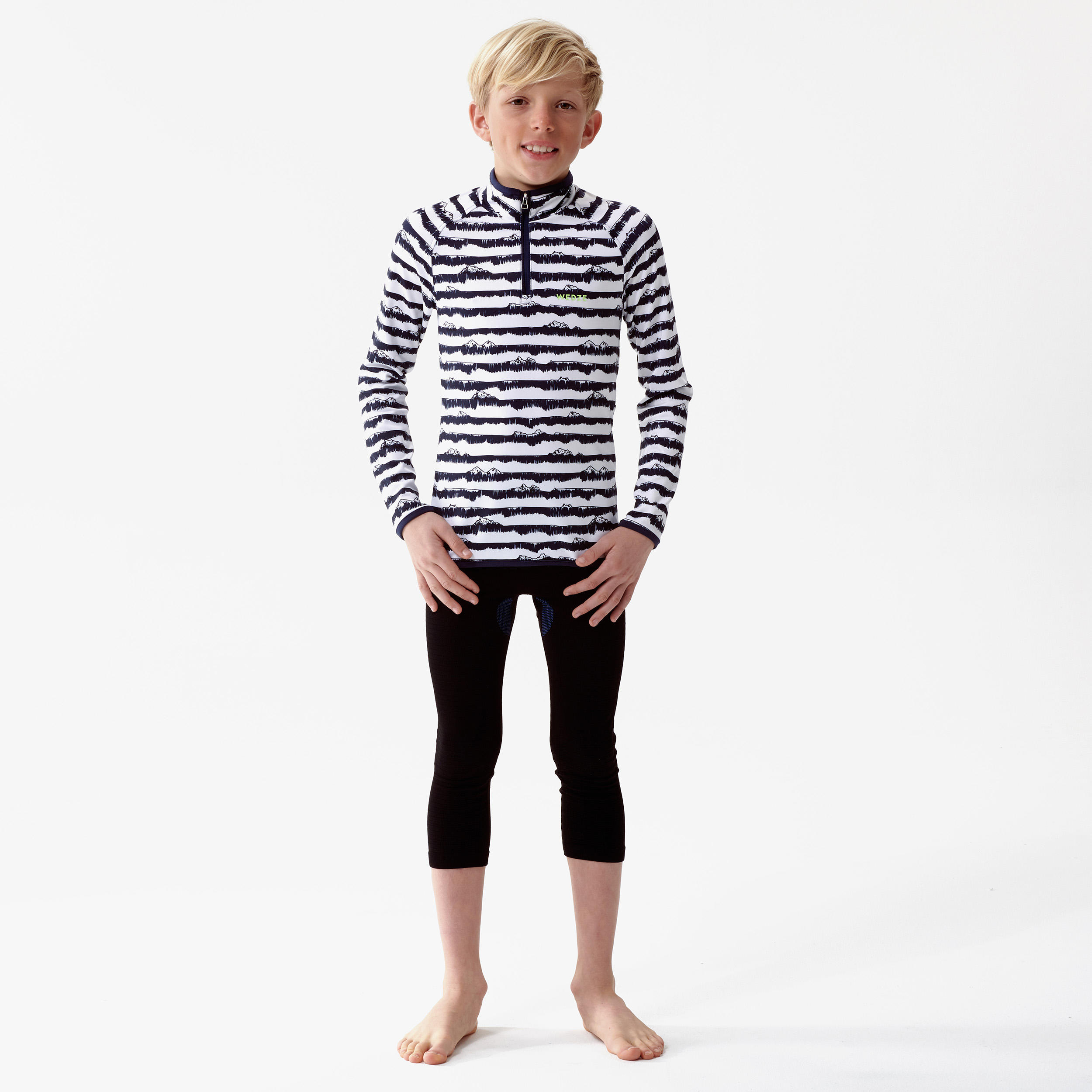 Kids’ Ski Base Layer Top FRESHWARM 1/2 Zip - Blue Striped 7/7