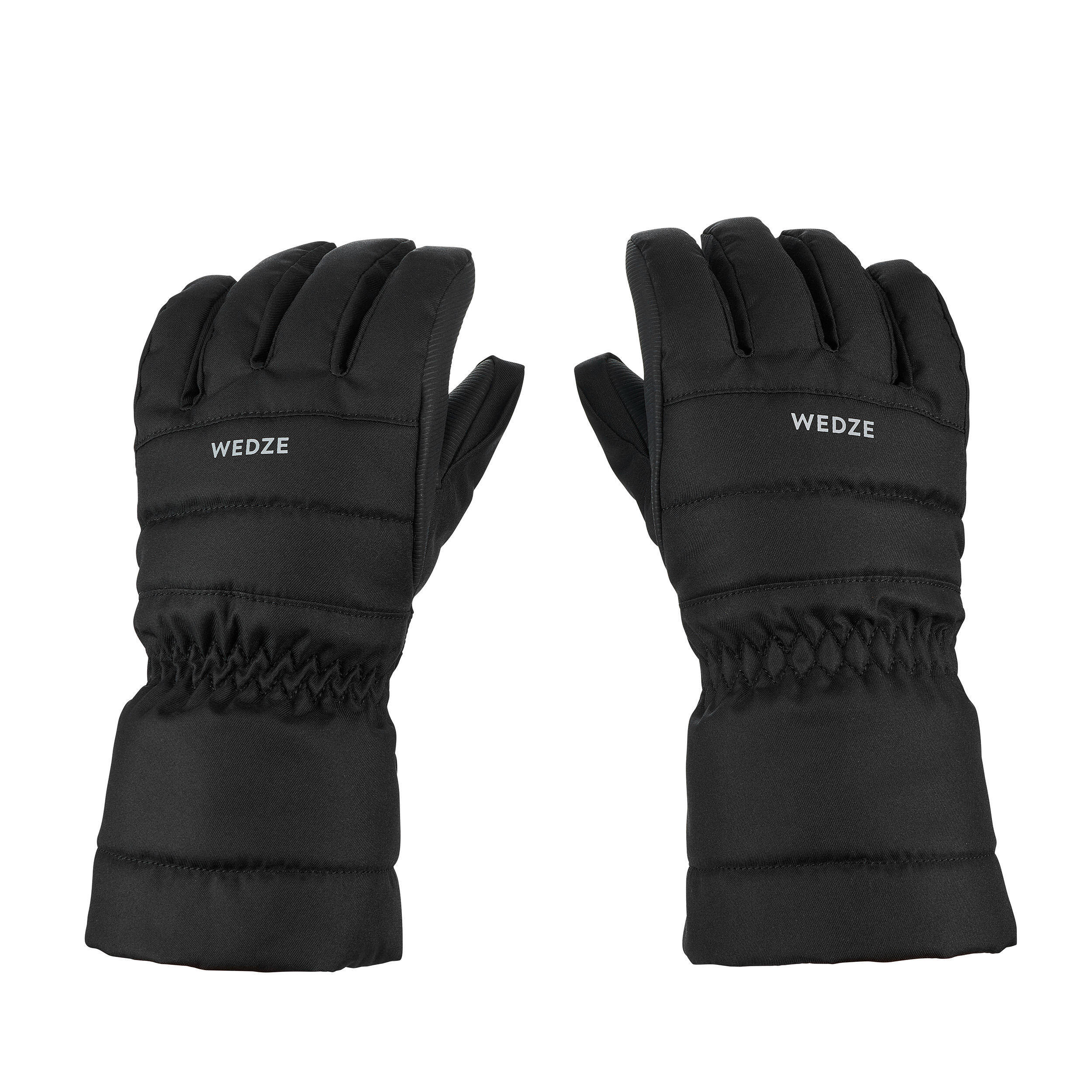 KIDS’ WARM AND WATERPROOF SKI GLOVES 500 BLACK -  3