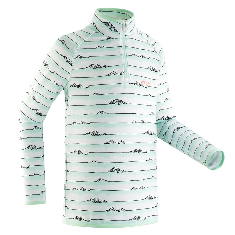 Skiunterwäsche Funktionshirt Freshwarm Reißverschluss Kinder menthol gestreift