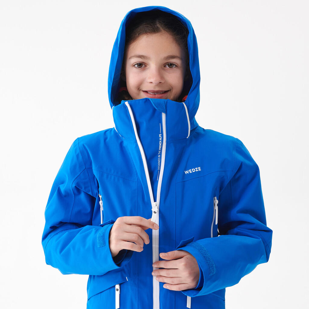 KIDS’ WARM AND WATERPROOF SKI JACKET 900 BLUE