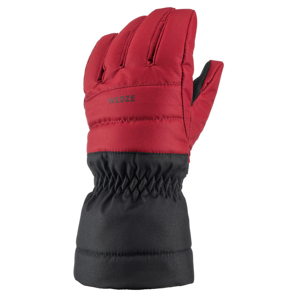 Kids’ warm and waterproof ski gloves 500 bordeaux