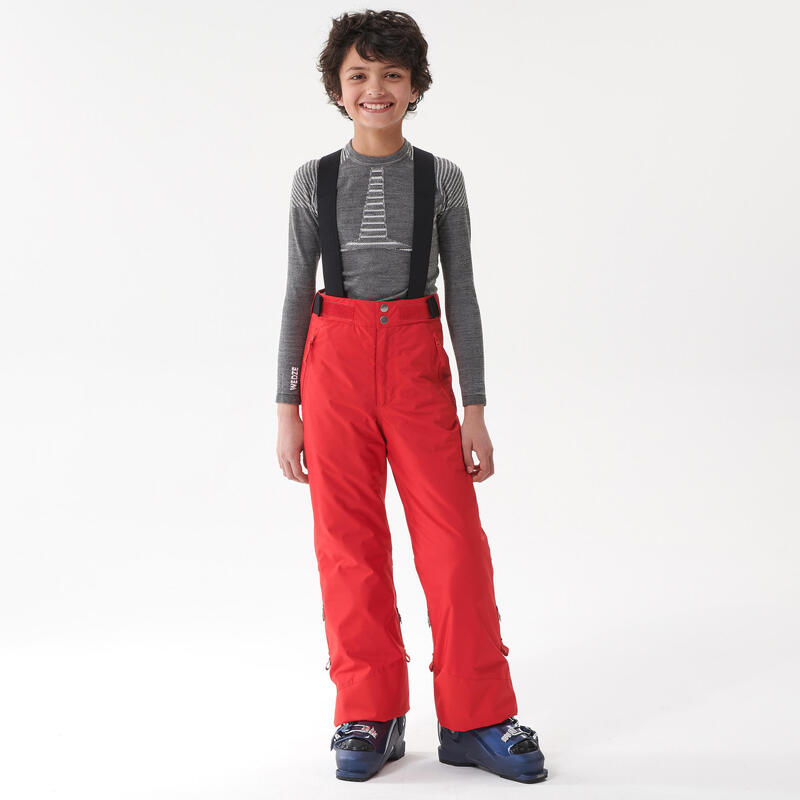 Pantalones de Esquí y Nieve Niños Wedze Ski-P 500 Rojo