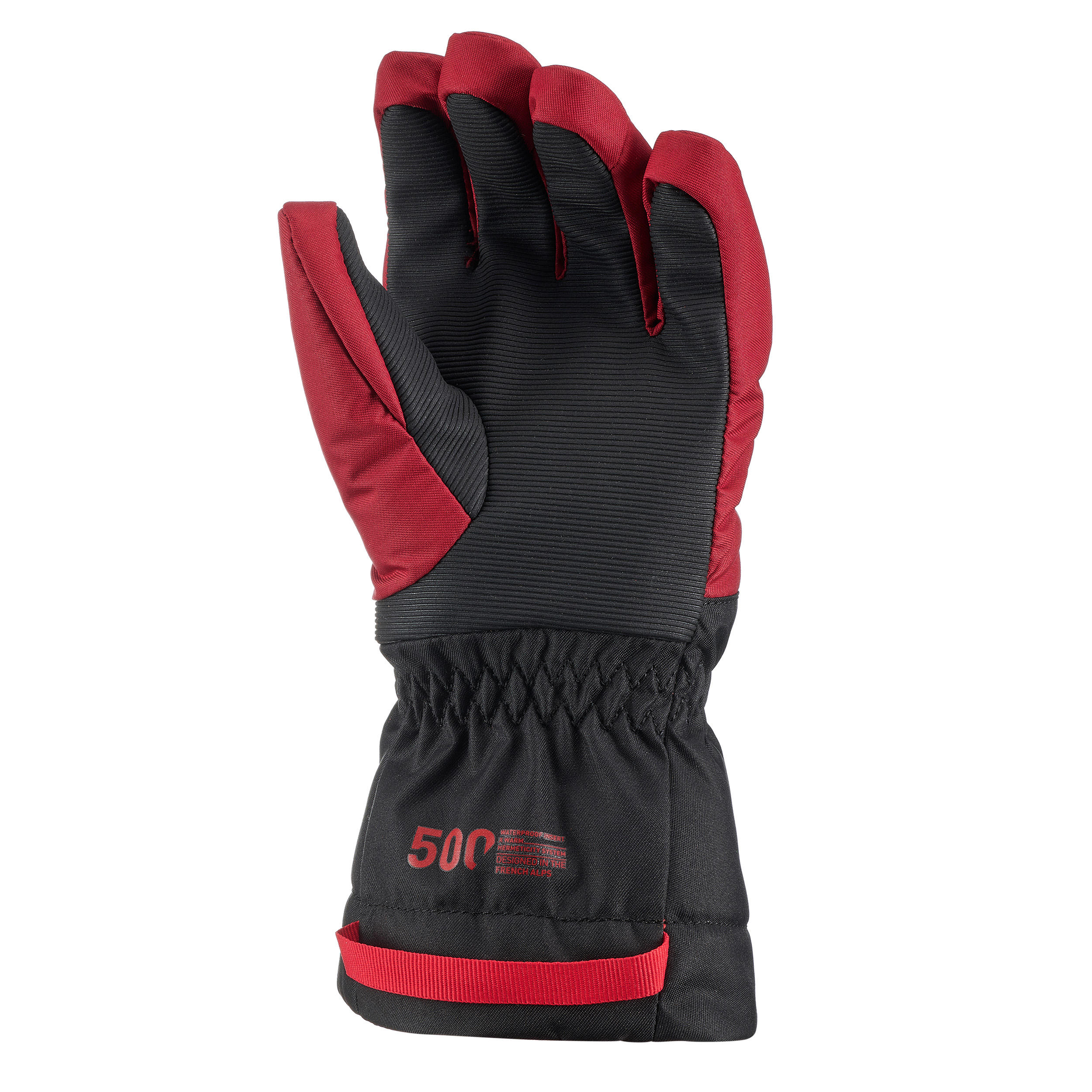 KIDS’ WARM AND WATERPROOF SKI GLOVES 500 BORDEAUX 6/7