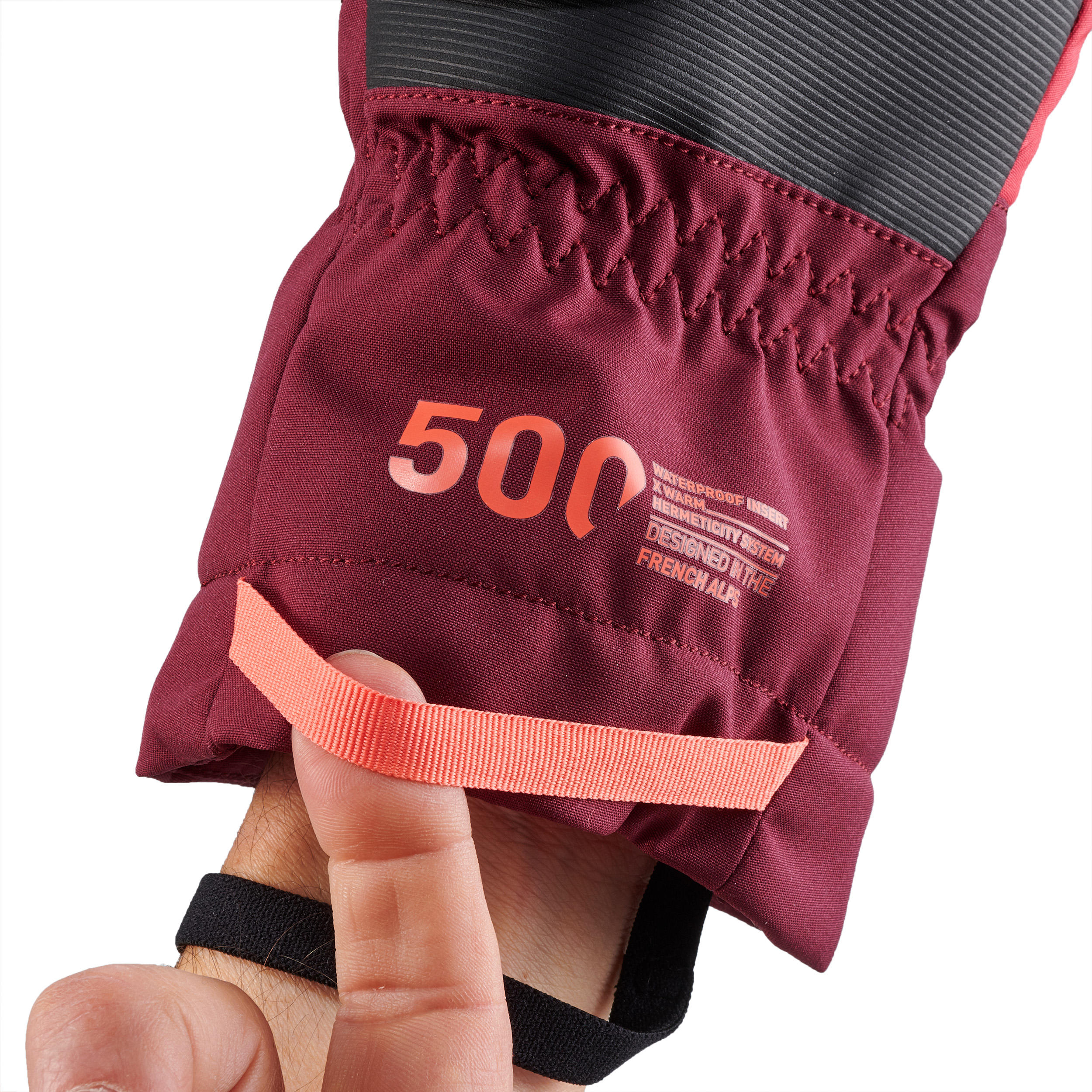 ADULT SKI GLOVES 500 - PLUM 6/7