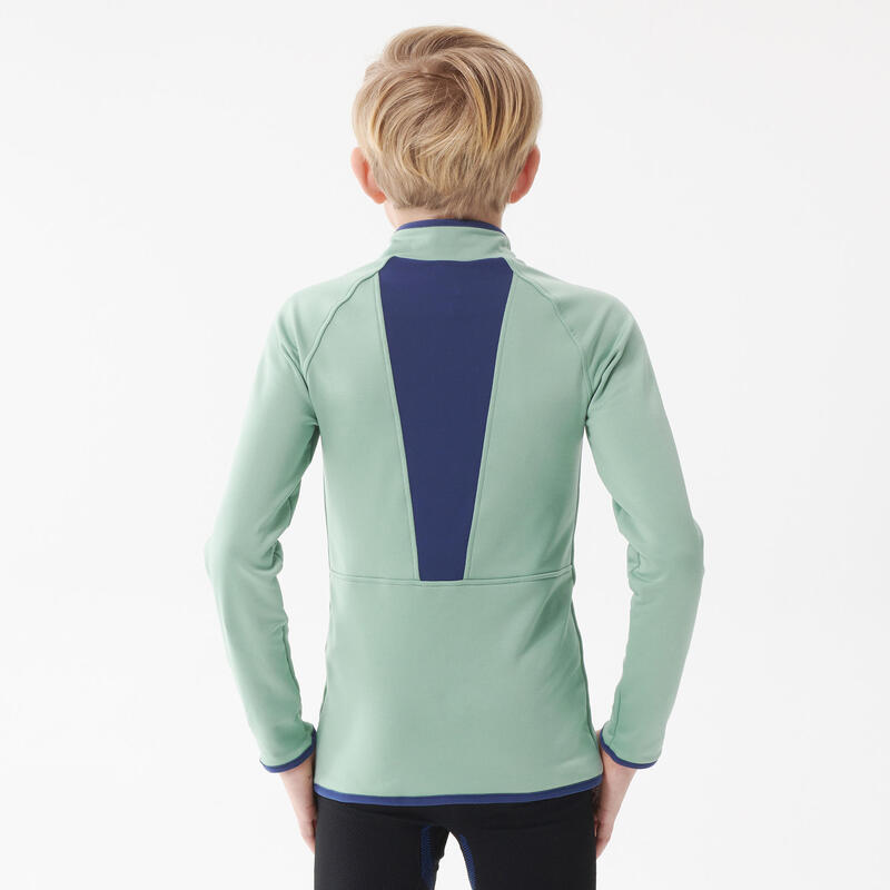 Sous-vêtement de ski enfant FRESHWARM 1/2 zip haut vert d'eau
