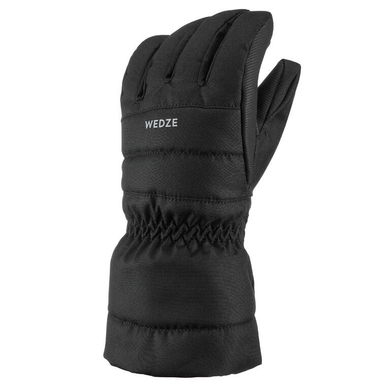 KIDS’ WARM AND WATERPROOF SKI GLOVES 500 BLACK