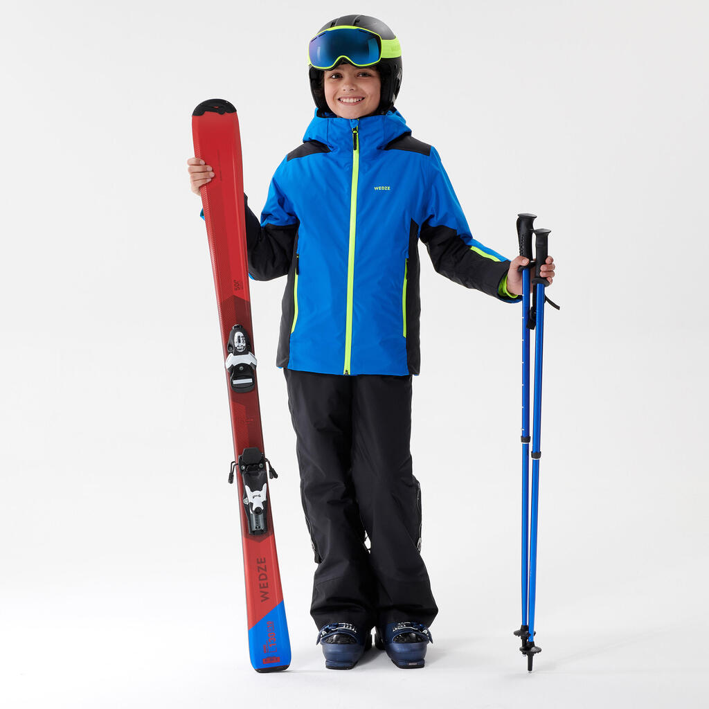 Skijacke Piste 500 warm wasserdicht Kinder blau/schwarz 