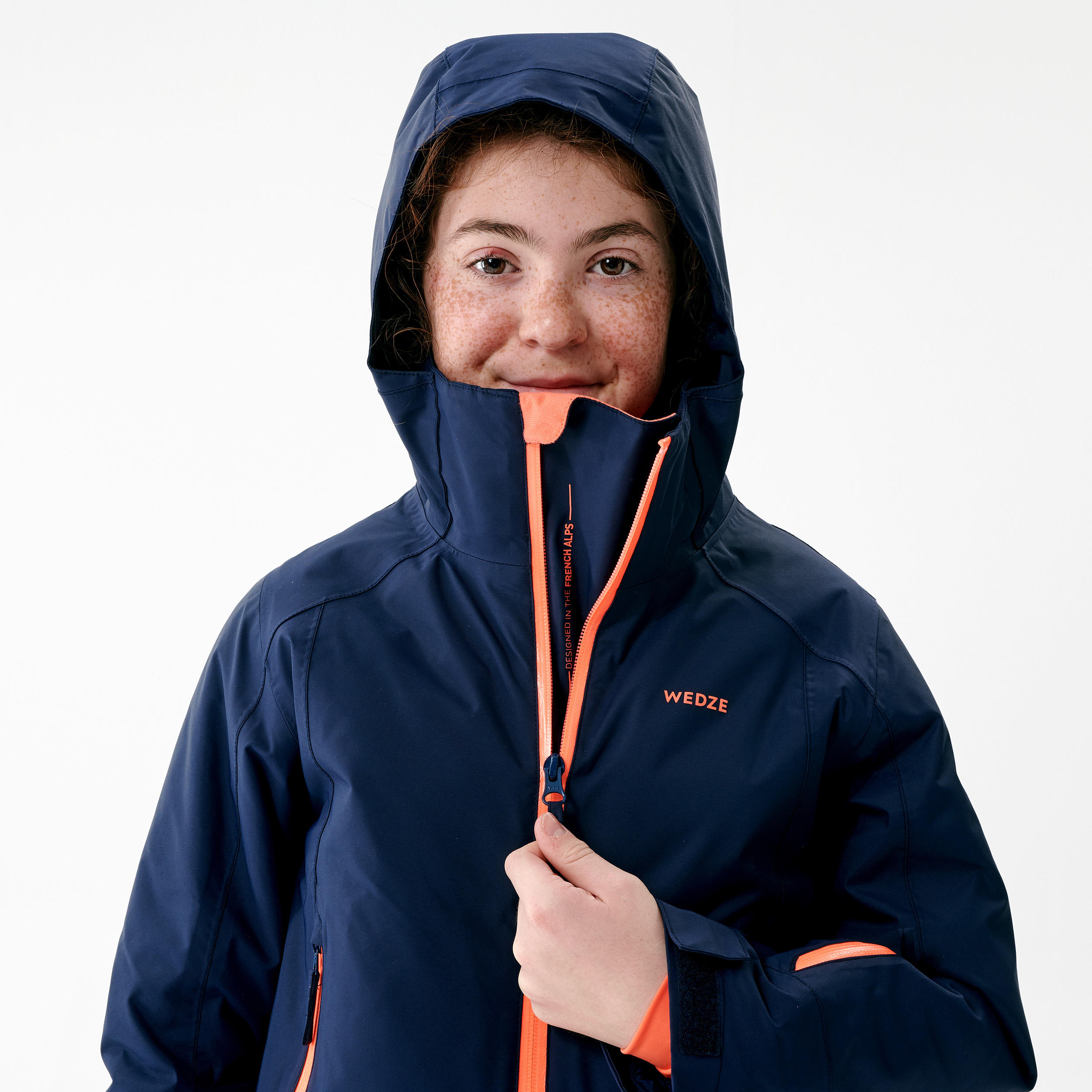 VESTE DE SKI ENFANT CHAUDE ET IMPERMEABLE 500 BLANCHE ET BLEUE WEDZE Decathlon