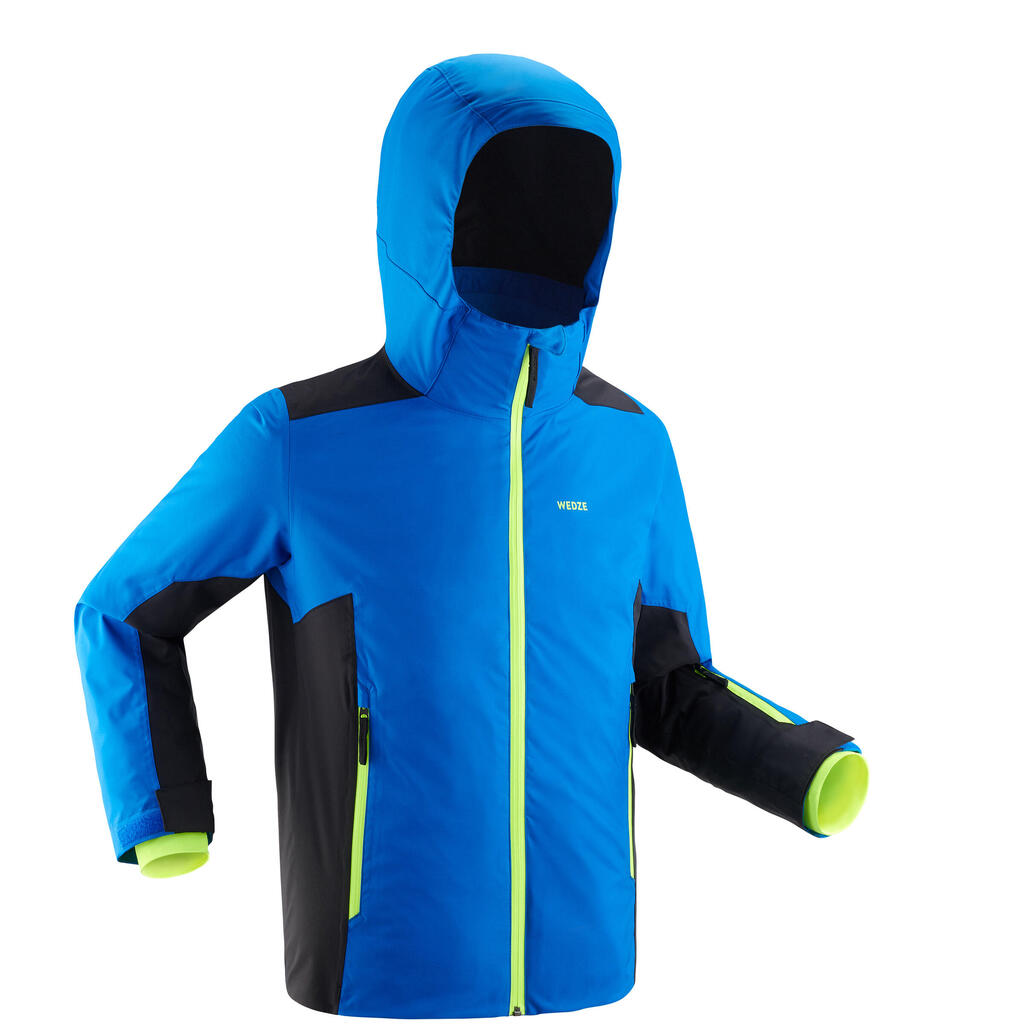 Skijacke Piste 500 warm wasserdicht Kinder blau/schwarz 