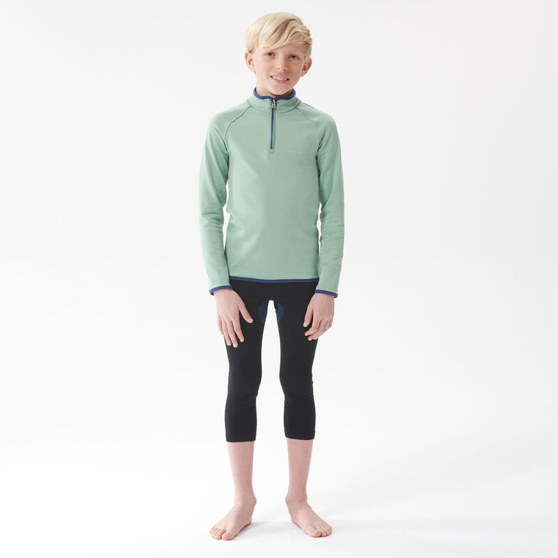 Sous-vêtement de ski enfant FRESHWARM 1/2 zip haut vert d'eau