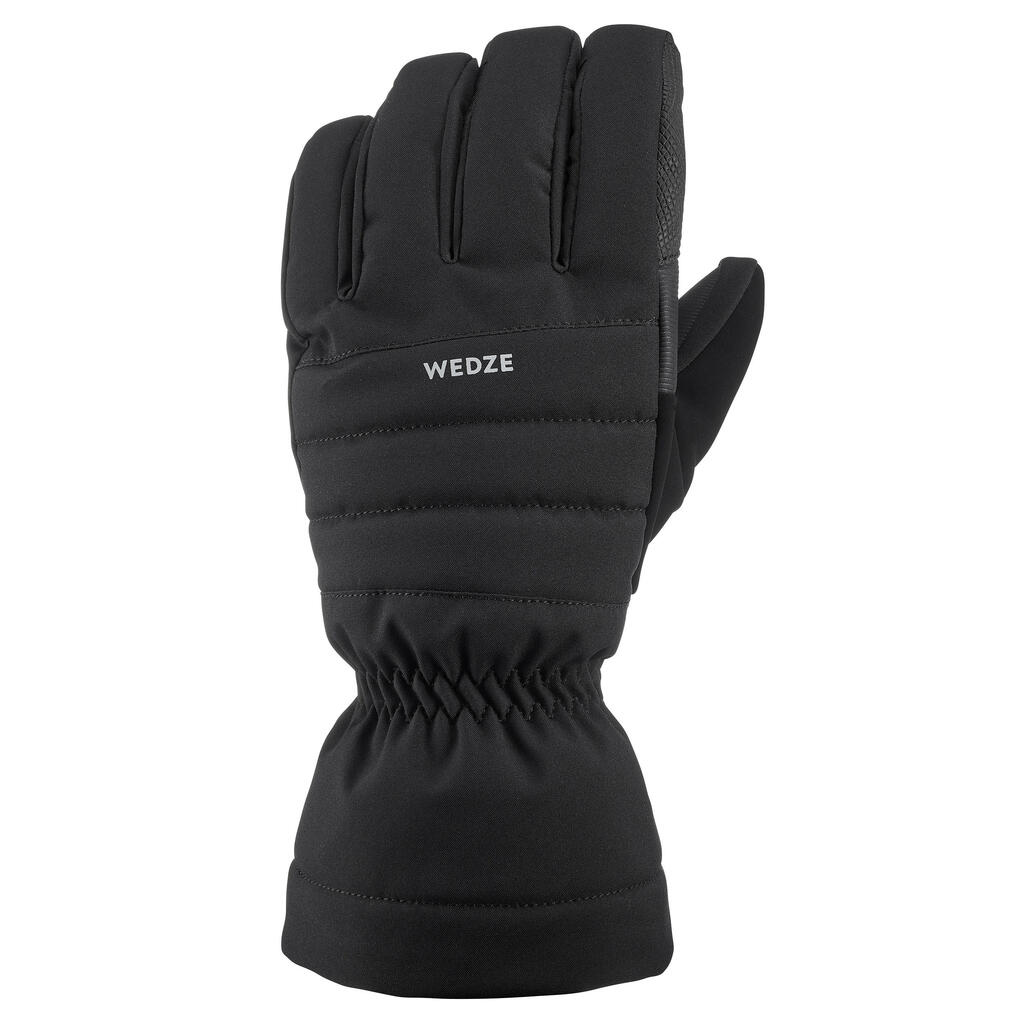 ADULT SKI GLOVES 500 GREEN AND BLACK