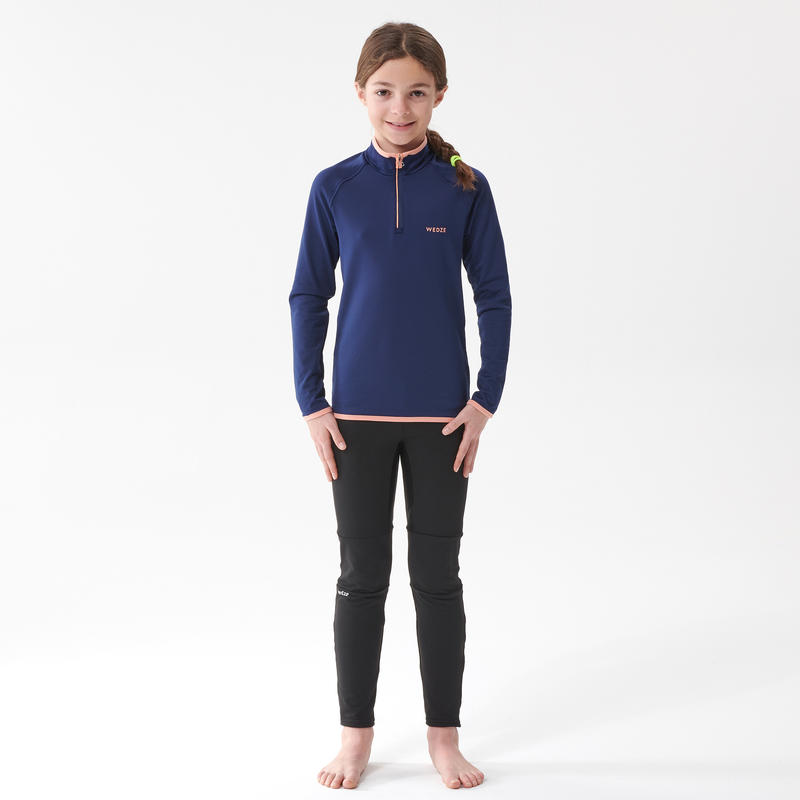 Kids’ Ski Base Layer Top FRESHWARM 1/2 Zip Blue Decathlon