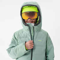 Skijacke Warm 580 sehr warm wasserdicht Kinder grün 