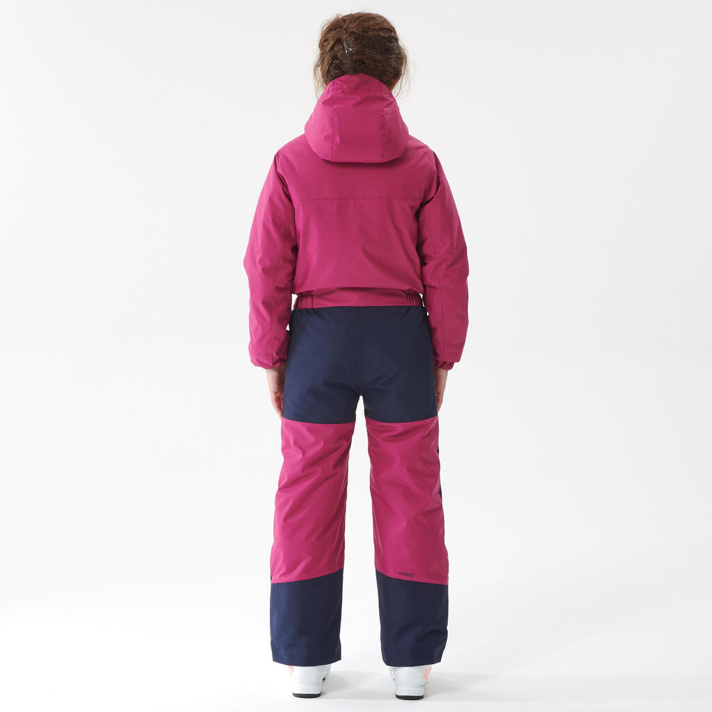 KIDS’ WARM AND WATERPROOF SKI SUIT - 100 - PINK AND NAVY BLUE 