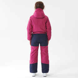 KIDS’ WARM AND WATERPROOF SKI SUIT - 100 - PINK AND NAVY BLUE 