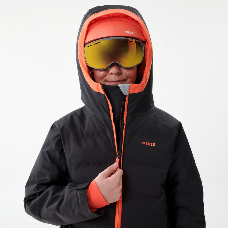 DOUDOUNE DE SKI ENFANT TRES CHAUDE ET IMPERMEABLE - 580 WARM GRISE ET CORAIL