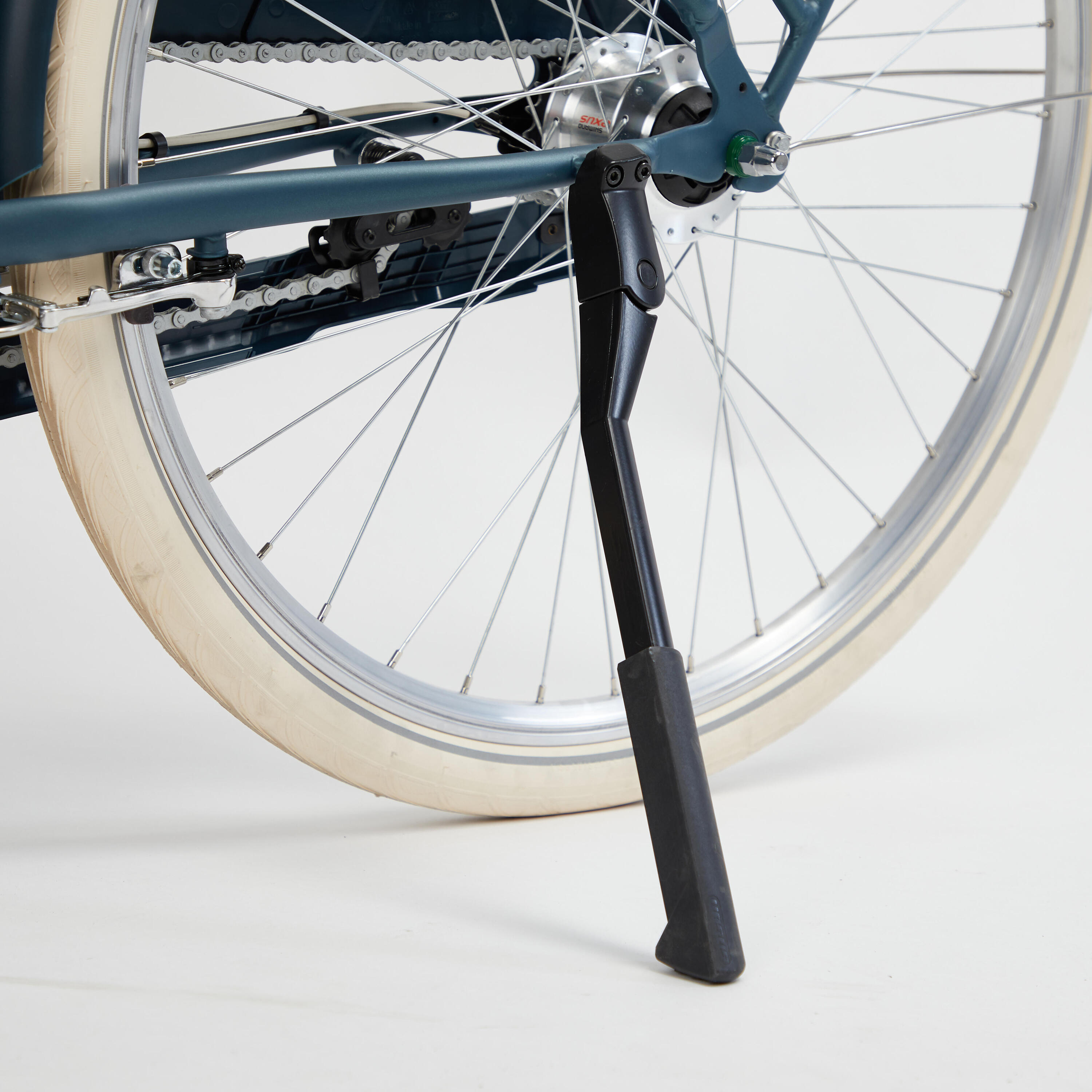 Bicicleta urbana cuadro bajo Elops 540 azul petróleo 4/13