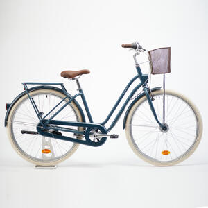 Bicicleta urbana cuadro bajo Elops 540 azul petróleo