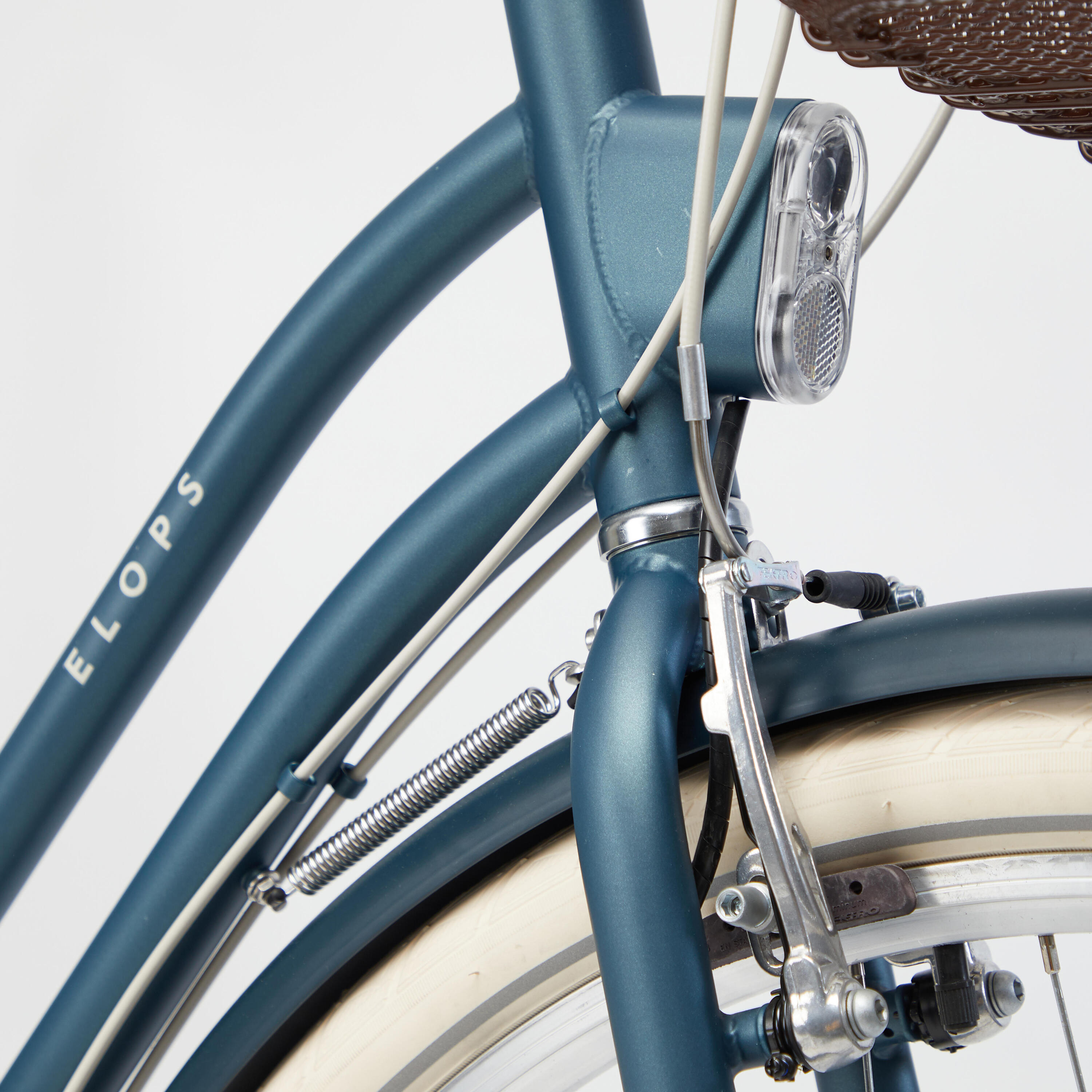 Bicicleta urbana cuadro bajo Elops 540 azul petróleo 6/13