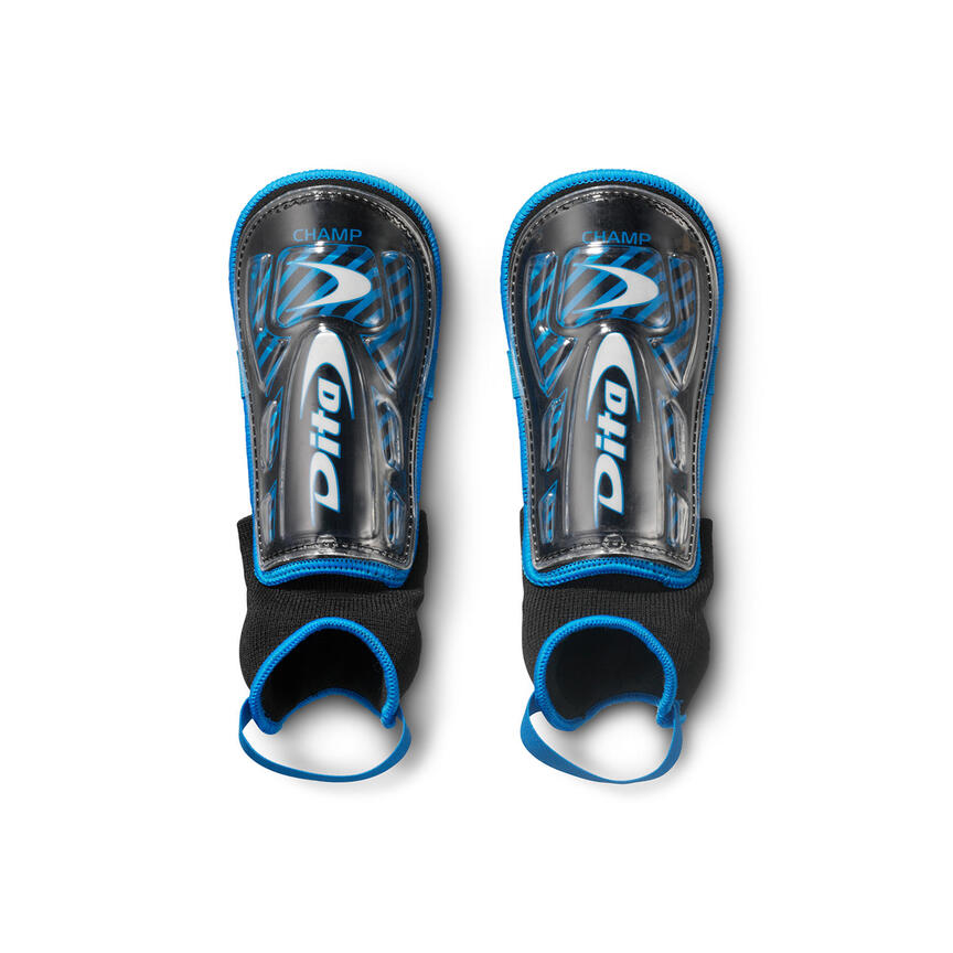Kids' Low Intensity Field Hockey Shin Guards Champ Blue/Black Dita Decathlon