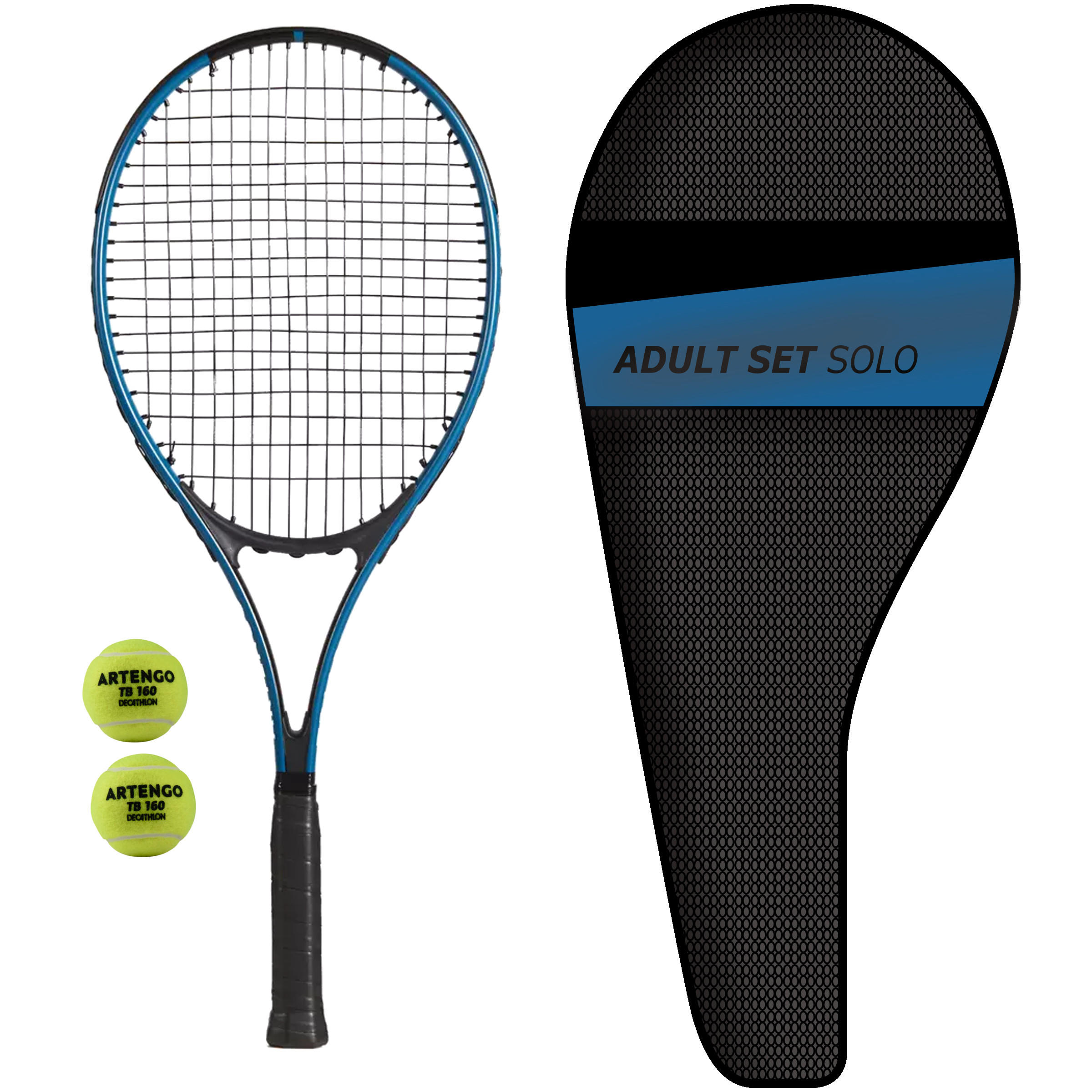 SET TENNIS ADULTE SOLO 1 RAQUETTE 2 BALLES 1 HOUSSE 2/5