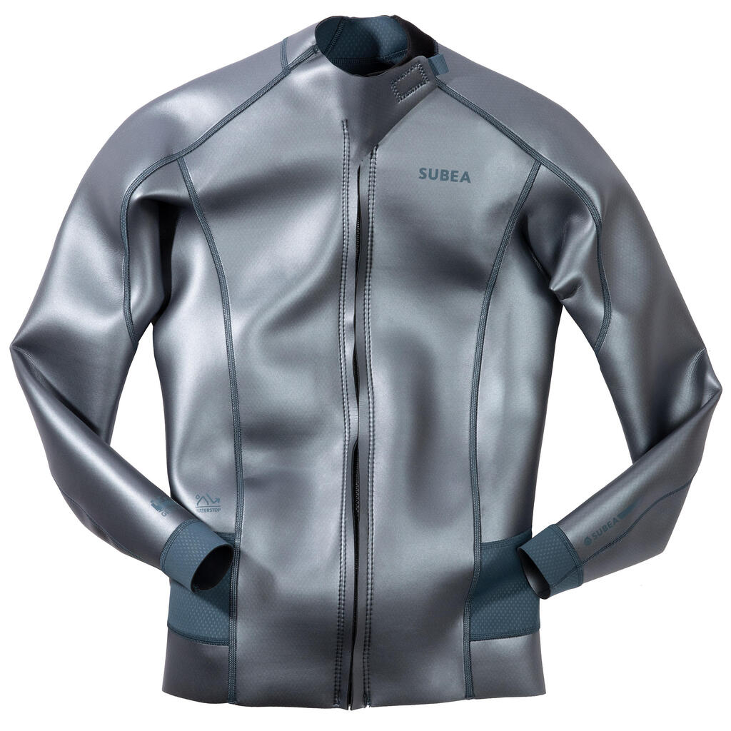 Top Chaqueta Apnea FRD 500 Hombre Neopreno Glide Skin 1,5 mm Gris