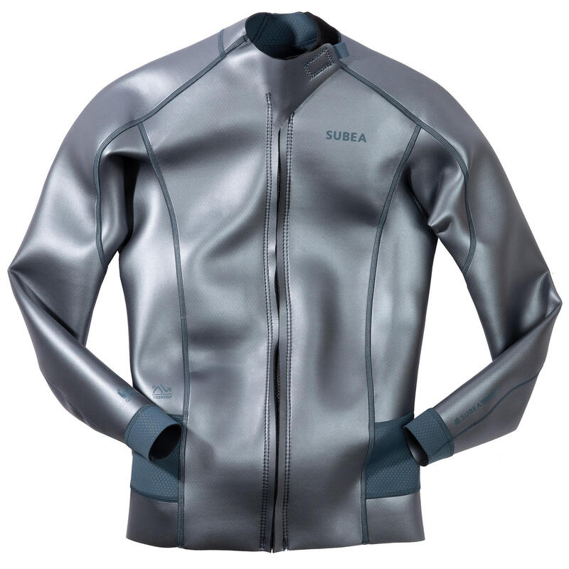 Neoprenjacke Freediving Herren 500 Glide Skin 1,5 mm grau