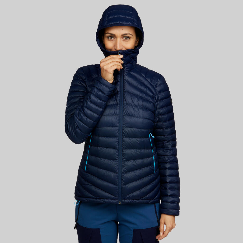 Doudoune à capuche en duvet de trek montagne - mt100 -5 °c - femme