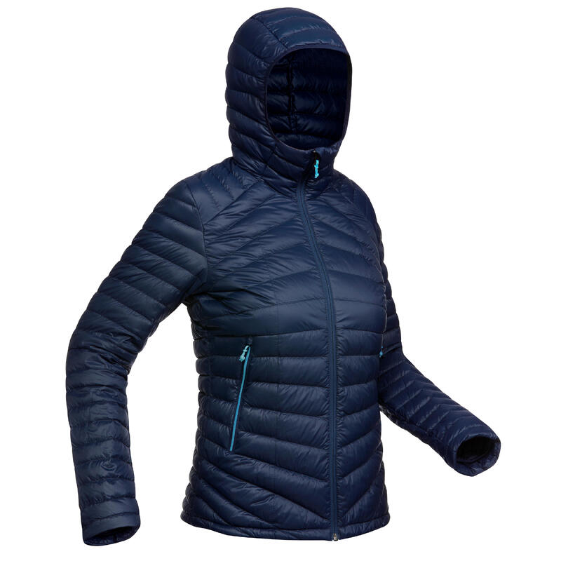 Női kapucnis kabát túrázáshoz MT100, -5 °C-ig, sötétkék