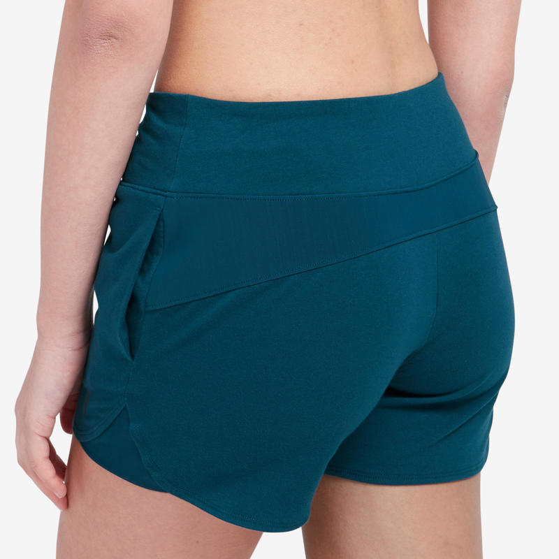 Women's Pilates & Gentle Gym Shorts 520 Petrol Blue Decathlon