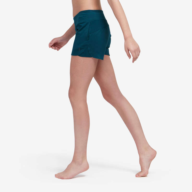 WOMAN T SHIRT LEGGING SHORT Clothing - Women's Gym Shorts 520 Petrol DOMYOS - Bottoms