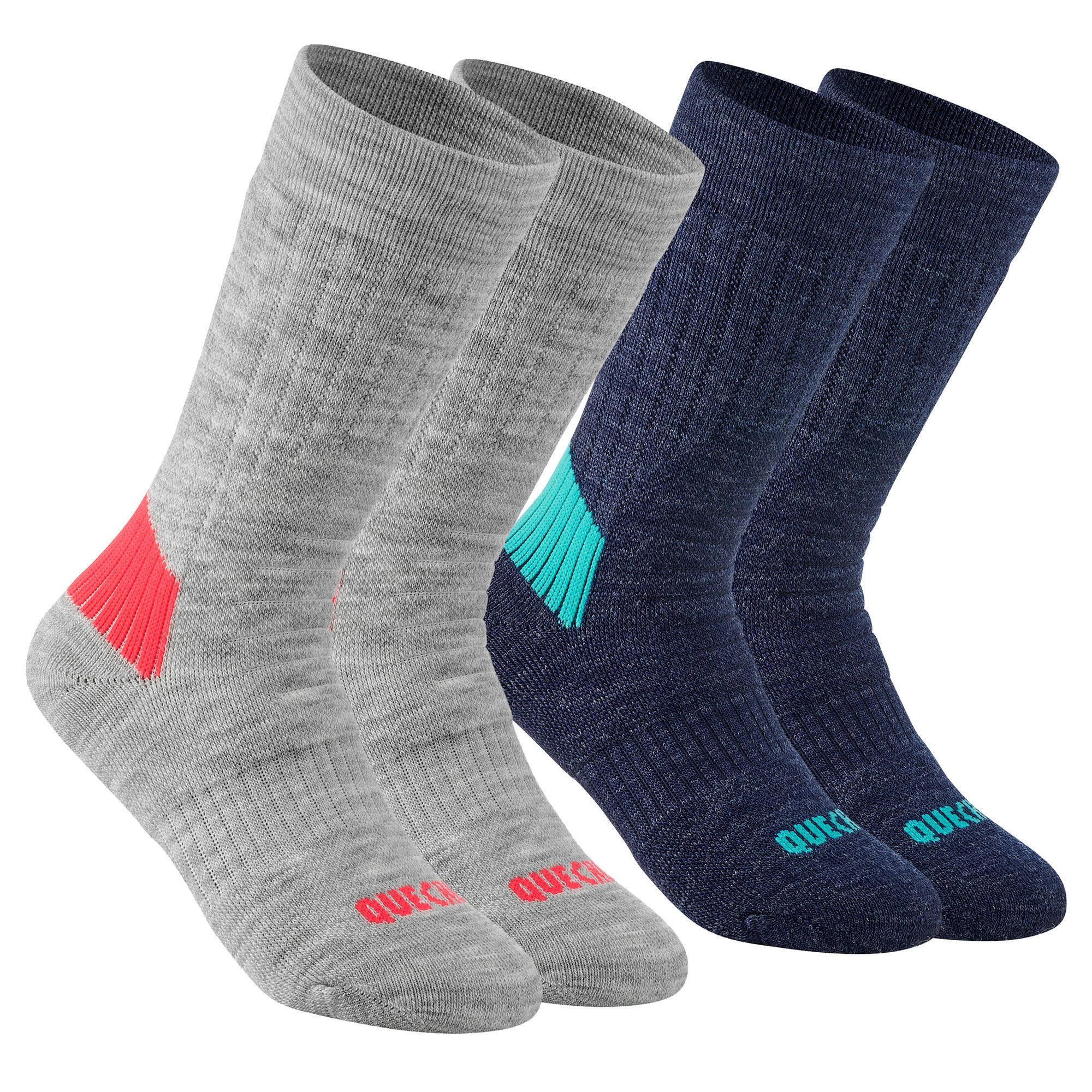 Children's warm hiking socks - SH100 WARM MID - x2 pairs 1/3