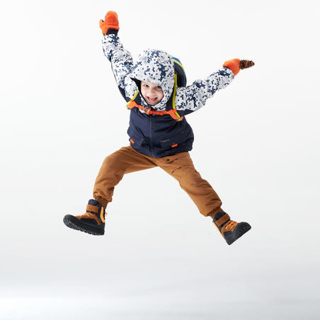 Pantalone za planinarenje SH100 tople i vodoodbojne za decu 2-6 godina - braon