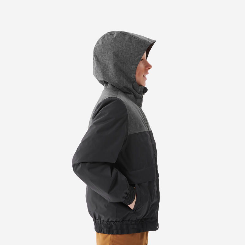 Gyerek kabát téli túrázáshoz SH100 X-Warm, vízhatlan, 7-15 éveseknek, -3,5 °C-ig, fekete