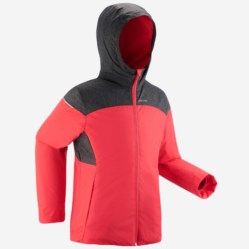 Gyerek kabát téli túrázáshoz SH100 X-Warm, vízhatlan, -3 °C-ig, piros