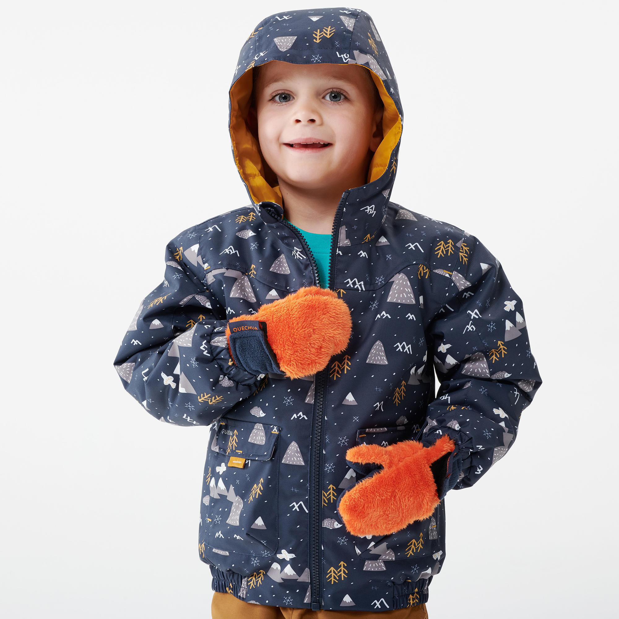 GIACCA IMPERMEABILE DA TREKKING INVERNALE - SH100 WARM - BAMBINI 2 - 6 ANNI