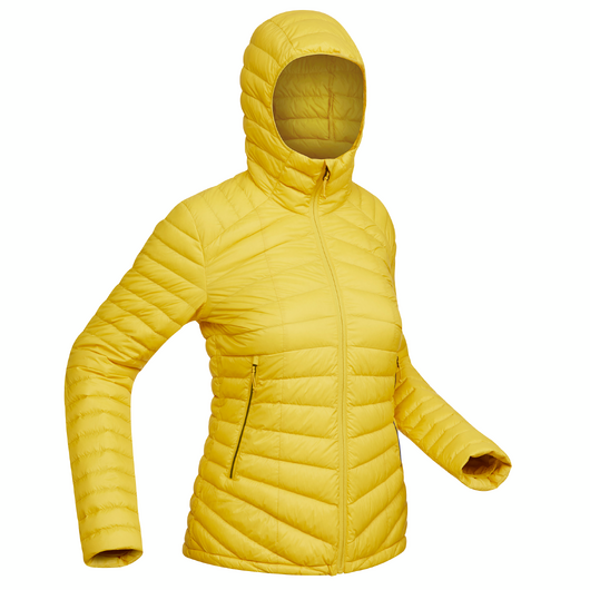 Doudoune à capuche en duvet de trek montagne - Jaune - MT100 -5 °C - Femme