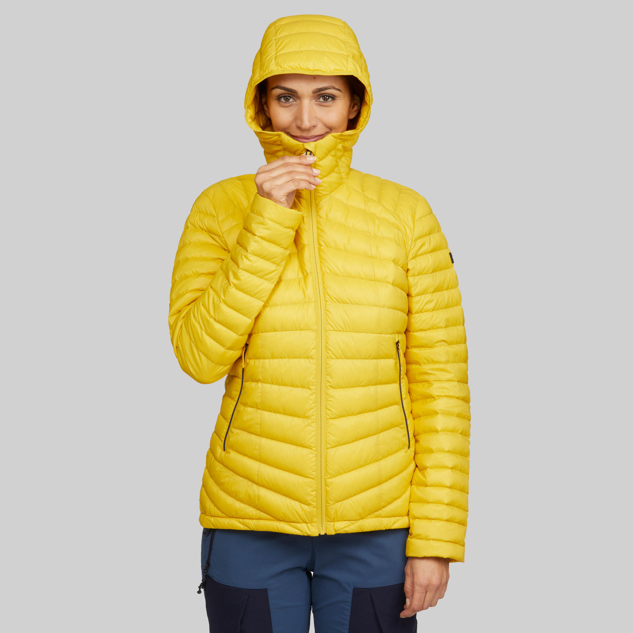 yellow hiking jacket
